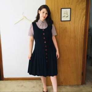 Vintage Mondi Drop Waist Pleated Jumper Dress